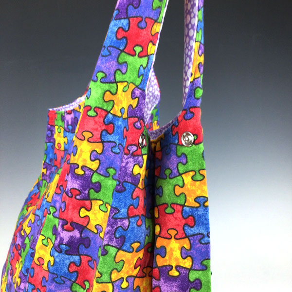 Eco Friendly FoldUp Market Bag-Puzzle Pieces - Image 6